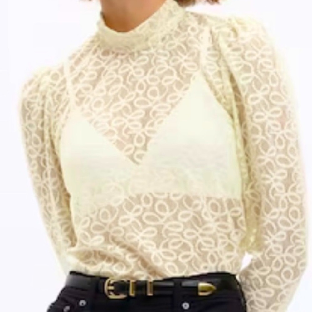 NEW Gap Sheer Crocket Top in Ivory